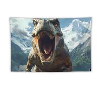Dinosaur Human War Funny Tapestry Backdrop Tapestries Aesthetic Wall Hanging Decor for Bedroom Living Room