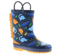 Dinosaur Hunters Billy Boys Wellies (Navy) - Children's Wellington Boots with 3D Dino Design. Waterproof Winter Wellies with Easy Pull-On Handles. Warm & Comfortable Kids Snow Boots Navy 10 Child UK