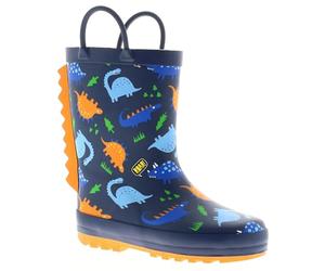 Dinosaur Hunters Billy Boys Wellies (Navy) - Children's Wellington Boots with 3D Dino Design. Waterproof Winter Wellies with Easy Pull-On Handles. Warm & Comfortable Kids Snow Boots Navy 6 Child UK