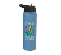 Dinosaur I'm 8 Birthday 8 Years Old Traveler Astronaut T-Rex Stainless Steel Insulated Water Bottle