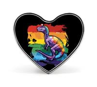 Dinosaur in Rainbow Flag LGBT Pride Printed Heart Badge Brooch Pins Funny Lapel Tie Pin Button Decoration for Men Women