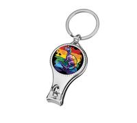 Dinosaur in Rainbow Flag LGBT Proud Nail Clippers Sharp Sturdy Fingernail Cutters with Bottle Opener Keychain