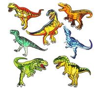 Dinosaur Iron on Patches Woohome 7 PCS Dinosaur Theme Logo Series Iron on Patches DIY Sew Decoration Appliques Stickers for Jeans Jacket, Clothing, Caps, Repair The Hole