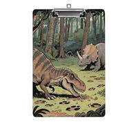 Dinosaur Jungle Clipboard 8.5×12.5 Inch Acrylic Clip Board with Metal Clip A4 Letter Size Decorative Clipboard Cute Hanging Clipboards for Office, Teacher, Nurse, Doctor,
