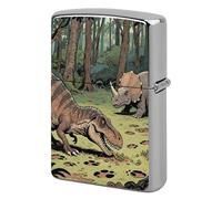 Dinosaur Jungle Lighter Case Metal Double-Sided Lighter Cover Pocket Lighters Sleeve Windproof Lighters Accessories for Men Women