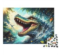 Dinosaur Jungle Water Jigsaw Puzzle, 300 Pcs For Adults | 40x28cm Art Admirers, Gathering Gift, Cardboard, Mood Calming, Tight Puzzle Fit
