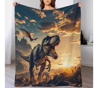 Dinosaur Jurassic Period Blanket 80x90inch(200x230cm), Funny Realistic T-Rex Throw for Adults & Kids Premium Reversible Fleece Blanket (Sherpa & Plush) - Dual-Sided Luxury
