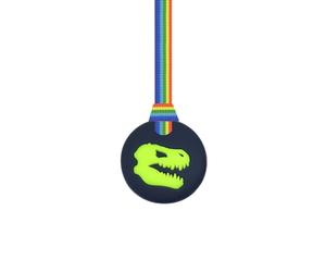 Dinosaur Jurassic Sensory Chew Necklace with Lanyard - Black & Green - for Kids with Autism, Anxiety & ADHD - 100% Food Grade Silicone - Sensory Oojamabobs (Rainbow Pride, 54cm Lanyard)