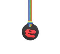 Dinosaur Jurassic Sensory Chew Necklace with Lanyard - Black & Red - for Kids with Autism, Anxiety & ADHD - 100% Food Grade Silicone - Sensory Oojamabobs (Rainbow Pride, 54cm Lanyard)