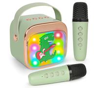 Dinosaur Karaoke Machine for Kids, Portable Mini Karaoke Machine with 2 Wireless Microphones 4 5 6 7 8 9 10 Years Girls Boys Easter Christmas Birthday Gift Colorful