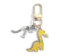 Dinosaur Keychain Cute Bag Charm Metal Cartoon Creative Keyring Pendant Bag Charm Gifts for Women Men Girls (Yellow)