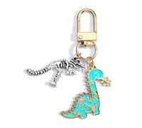 Dinosaur Keychain Cute Bag Charm Metal Cartoon Creative Keyring Pendant Bag Charm Gifts for Women Men Girls (Blue)
