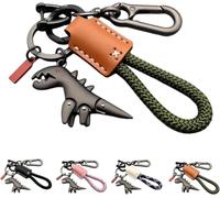 Dinosaur Keychain, with Hand-Woven Bracelet, Key Chain & Handmade Set,Aluminum Alloy Charm Paired with a Hand-Woven