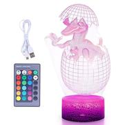 Dinosaur Lamp, LED Night Lights, Acrylic Color Changing Table Lamps, 16 Color Remote Control Desk Light, Decorative Bedroom Bedside Lamp for Home Living Room Kitchen Nightstand 8.46x5.91x2.09 in