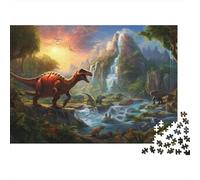 Dinosaur Landscape-prehistoric Fantasy Art Puzzles for Adults 1000 Pieces with No Puzzle Dust Jig Saws Prehistoric Dino As Difficult Puzzles for Tabletop Games And Digital Detox 70x50cm/1000pcs