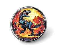 Dinosaur Lapel Pin Brooches Round Fashion Brooch Pin Cute Button Badges Alloy Button Pins Enamel Pins Metal Pinback for Hat Shirt Clothing Bags