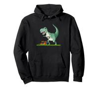 Dinosaur Lawn Mower Funny Yard Work T Rex Mowing Design Pullover Hoodie