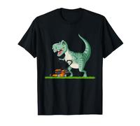 Dinosaur Lawn Mower Funny Yard Work T Rex Mowing Design T-Shirt