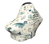Dinosaur Leaves Nursing Cover 360° Full Coverage Cute Animal Stretch Scarf for Breastfeeding and Car Seat Cover Fit for Most Pushchairs and Prams