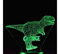 Dinosaur Light for Kids, Personalised T-Rex Nightlight, 16 Colour LED Light Base with Remote + USB Lead, Gift Idea Xmas Christmas Kids Birthday Present