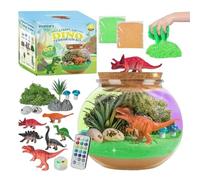 Dinosaur Light Up Terrarium Kit - Arts and Crafts Set | Craft Activity for Boys Ages 4-12 | DIY Room Decoration Kit | Creative STEM Learning Fun for Kids Birthday Gift