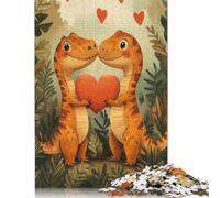 Dinosaur Love Puzzle Premium 100% Recycled Board Paper Rectangular Jigsaw Puzzle for Adults Teen Unique Gift 1000pcs (75x50cm)