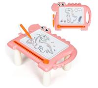 Dinosaur Magnetic Doodle Board Table for Toddlers, Colour Drawing & Writing Sketch Pad Educational Toy for 1 2 3 Year Old Boys and Girls, Mess-Free Creative Gift for Kids Birthday or Christmas, Pink