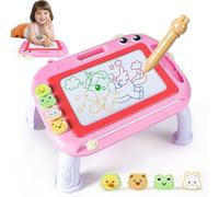 Dinosaur Magnetic Drawing Board Kids Toys for 2 3 4 5 Years Old Girls Boys, Color Erasable Doodle Education Learning Birthday Gifts for Toddler Drawing Travel Toys (Pink)