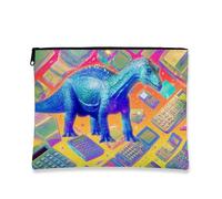 Dinosaur Makeup Bag, Neon Blue Brontosaurus Cosmic Cosmetic Travel Pouch for Women, Portable Small Canvas Zipper Organizer, Fun Gift Skincare Toiletry Bag, Neon Blue, 7x9 Inch, Brontosaurus