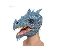 (Dinosaur mask A) Raptor Mask with Fur Original Furri Dragon Dinosaur Head Latex Mascara
