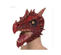 (Dinosaur mask B) Raptor Mask with Fur Original Furri Dragon Dinosaur Head Latex Mascara