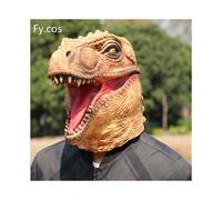 (Dinosaur mask C) Raptor Mask with Fur Original Furri Dragon Dinosaur Head Latex Mascara