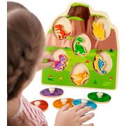 Dinosaur Matching Egg, Puzzle Sorting Toy, 7.87x7.24x1.18 Inches Board with Peg, Multi-Layer Wooden with Rim, Shape Learning Game for Preschool, Professional Educational Tool for Boys, Girls, 320g
