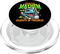 Dinosaur Mayhem Funny Always In Trouble PopSockets PopGrip for MagSafe