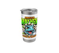 Dinosaur Mayhem Funny Always in Trouble Stainless Steel Insulated Tumbler