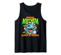 Dinosaur Mayhem Funny Always in Trouble Tank Top