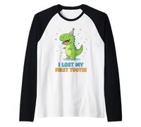 Dinosaur Missing Teeth and I Lost My First Tooth Raglan Baseball Tee