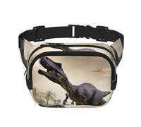 Dinosaur Models 03 Square Double-Layer Waist Bag Mini Adjustable Waist Belt Bag Exercise Running Travel Hiking, Black, One Size