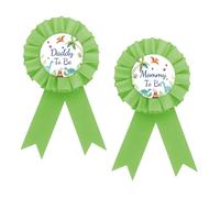 Dinosaur Mom to Be Badge Pin, Green Dino Dad to Be Button Pin, Green Rosette Dinosaur Hatching Soon Award Ribbon Button for Jungle Animal Gender Reveal/Pregnancy Announcement Party Supplies