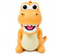 Dinosaur Money Bank for Kids, Plastic Coin Saving Bank with Removable Bottom Stopper, Cartoon Dinosaur Piggy Bank for Coins and Notes, 20 x 17 cm (Yellow)