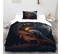 Dinosaur Moon Bedding Set 3D Design Animal Themes Wildlife Duvet Cover Set Microfiber Quilt Cover Universal for All Seasons with Pillowcase Single（135x200cm）