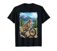 Dinosaur Mountain Biking Through Forest Trail Value Graphic T-Shirt