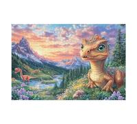 Dinosaur Mountain Forest Wildlife Wild Nature Prehistoric 1000 Piece Jigsaw Puzzle for Adults Home Office Wall Art Productivity Boost Precision Cut for Remote Workers 1000 PCS