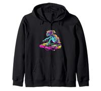 Dinosaur Music DJ Dance Club Turntable DJ Dinosaur DJ Dino Zip Hoodie