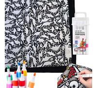 (Dinosaur) NEW DIY Coloring Blanket,Coloring Blankets with Makers for Adults Velvet Drawing