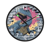 Dinosaur Night Light Wall Clock Glow in Dark Light Up Wall Clocks Non-Ticking Silent Battery Operated Clocks 12 Inch for Bedroom Home