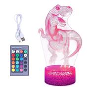 Dinosaur Nightlight | 16 Color Changing LED Bedside Lamp | Acrylic Dinosaurs | USB Powered Touch Control Decorative Mood Lamp Soft Glow Bedroom Decor Gift for Dorm Apartment Nightstand Kit