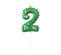 Dinosaur Number 2 Candle, MEOAlBkey 2nd Birthday Cake Candles for Boys 2.8 Inch Green Dino Cake Topper 2 Candle for Dinosaur Party Decorations 2 Year Old Boy