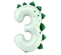 Dinosaur Number 3 Balloon, 40 Inch Light Green Foil Balloon for Dino Theme Jungle 3th Birthday Party Decorations, Dino Party Supplies Boys and Girls