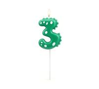 Dinosaur Number 3 Candle, MEOAlBkey 3nd Birthday Cake Candles for Boys 2.8 Inch Green Dino Cake Topper 2 Candle for Dinosaur Party Decorations 3 Year Old Boy (No3)